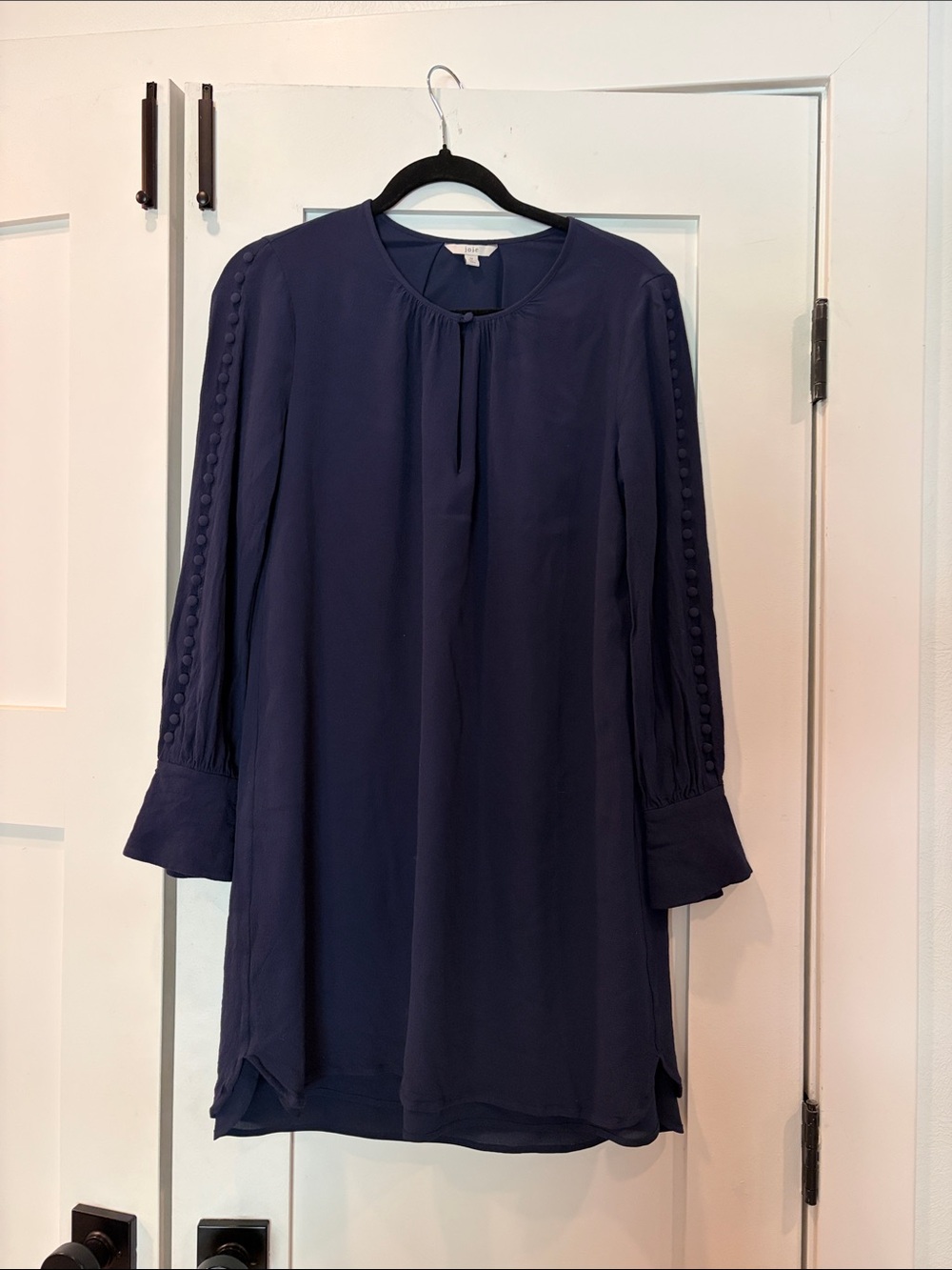 Joie Indigo Button-Trim Long Sleeve Tunic Dress